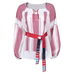 Anni-Frid Synni Lyngstad Retro Style ABBA rot-weiß T-Shirt