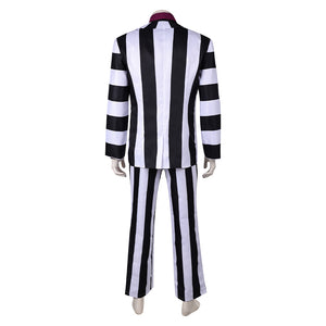 Beetlejuice schwarz weiß gestreift Anzug Cosplay Kostüm