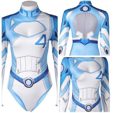 Damen Invisible Woman einteiliger Badeanzug Cosplay Outfits