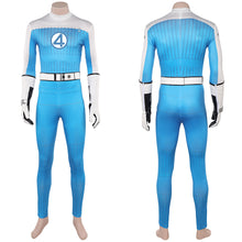 Laden Sie das Bild in den Galerie-Viewer, Human Torch Weiß Blau Kostüm The Fantastic Four: First Steps (2025) Johnny Storm blau Jumpsuit