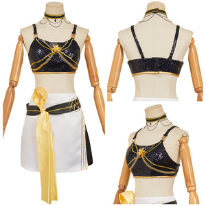 Huntrix Mira Golden schwarz Kostüm Kpop Demon Hunters Mira Cosplay Outfits