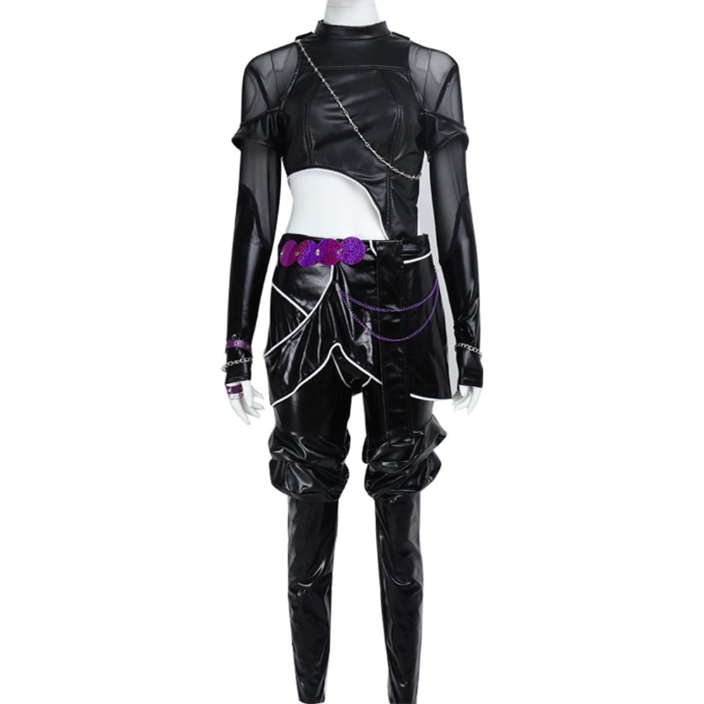 Kpop Demons Hunters Huntrix Zoey schwarz Kampfanzug Cosplay Kostüm