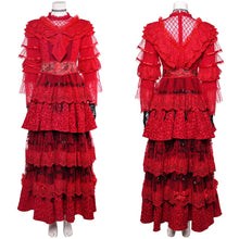 Laden Sie das Bild in den Galerie-Viewer, Lydia Deetz rot Kleid Beetlejuice Lydia Damen Brautkleid Cosplay Kostüm