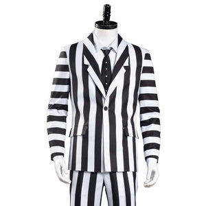 Adam Maitland Kostüm Beetlejuice Adam Cosplay Kostüm Herren Streifenanzug Halloween Karneval Kostüm