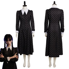 Laden Sie das Bild in den Galerie-Viewer, Wednesday (2022) The Addams Family Cosplay Wednesday Kostüm Outfits Halloween Karneval Kleid