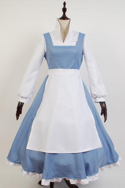 Die Schöne und das Biest Belle Kleid Dienstmädchen Schurz Kleid Cosplay Kostüm