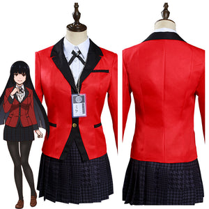 Kakegurui Compulsive Gambler Yumeko Jabami Hyakkaou Schulunifom Cosplay Kostüm Set