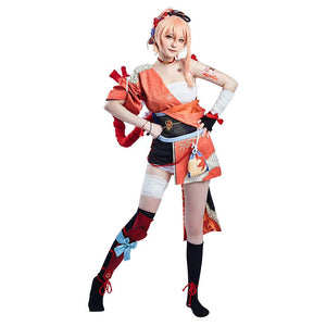 Genshin Impact Yoimiya Kostüm Cosplay Halloween Karneval Outfits