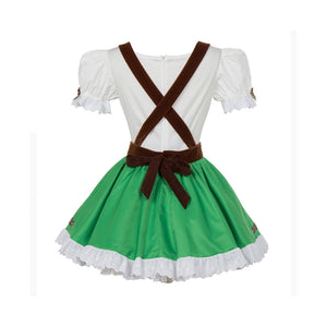 Oktoberfest Dirndl Damen Trachtenkleid mit Schürze Cosplay Kostüm Grün