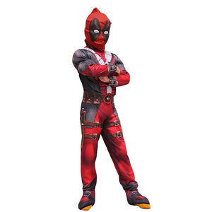 Kinder Marvel Deadpool Jumpsuit Maske Cosplay Kostüm Karneval