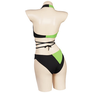 Kim Possible Shego Badeanzug Erwachsene Cosplay Kostüm 2tlg. Bikini Bademode