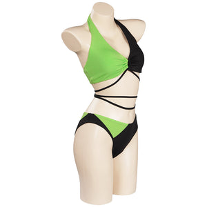 Kim Possible Shego Badeanzug Erwachsene Cosplay Kostüm 2tlg. Bikini Bademode