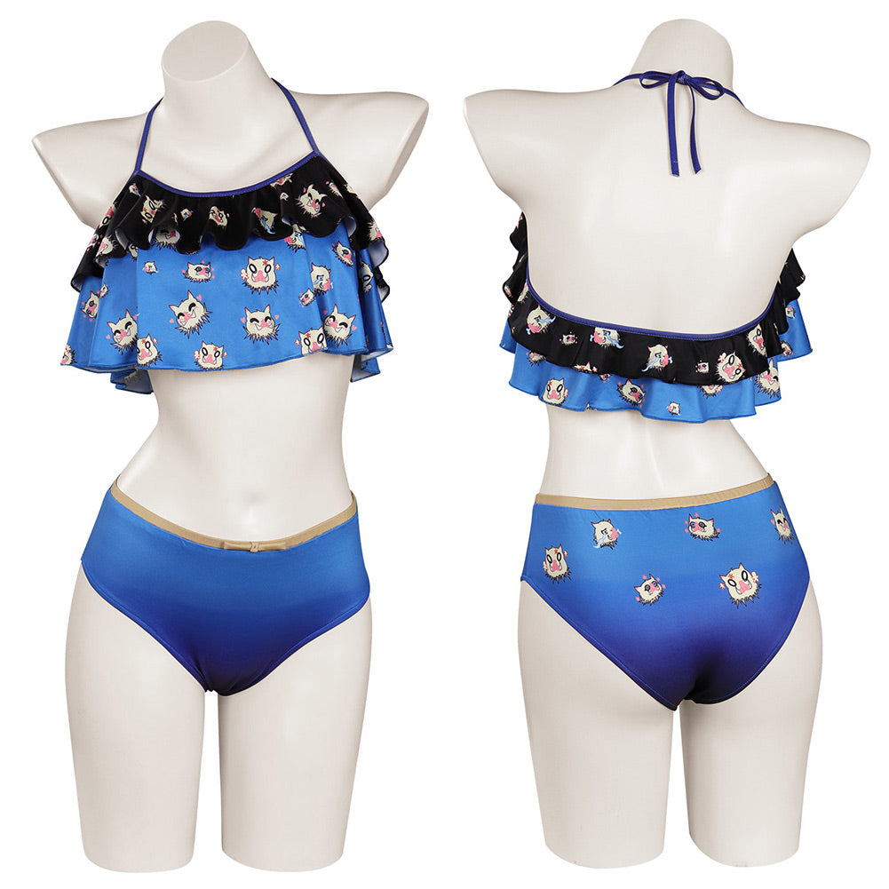 Demon Slayer Inosuke Hashibira Bikini Badeanzug Outfits Sommer 2 teilige Bademode