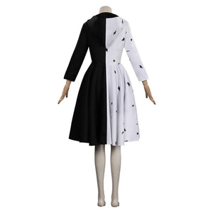 Cruella Cosplay Kostüm Outfits Halloween Karneval Kleid