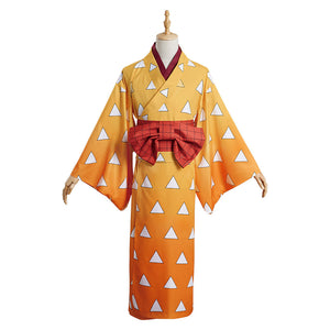 Demon Slayer Agatsuma Zenitsu Cosplay Kostüm Outfits Halloween Karneval Kimono