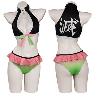 Demon Slayer Kanroji Mitsuri Sexy Cosplay Bademode Erwachsene Sommer 2tlg. Badeanzug