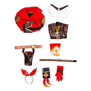 Genshin Impact Amber Cosplay Kostüm Jumpsuit Halloween Karneval Kostüm Set