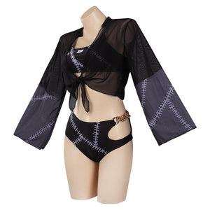 Catwoman Badeanzug Erwachsene Damen Sommer 3tlg. Bademode