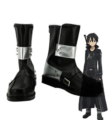 SAO Sword Art Online Anime Kirigaya Kazuto Cosplay Kirito Schuhe Stiefel Schwarz
