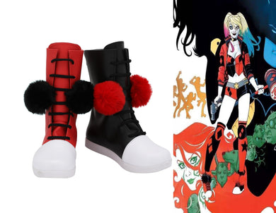 Batman Harley Quinn Stiefel Cosplay Schuhe Stiefel ROT SCHWARZ