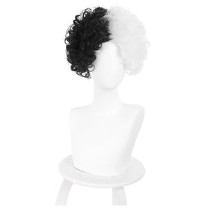 Cruella de Vil Emma Stone  Cruella Perücke Karneval Halloween Cosplay Perücke Kurzhaar
