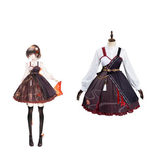 Kazuhha Genshin Impact Cosplay Kostüm Lolita Outfits Halloween Karneval Kleid