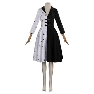 Cruella Cosplay Kostüm Outfits Halloween Karneval Kleid