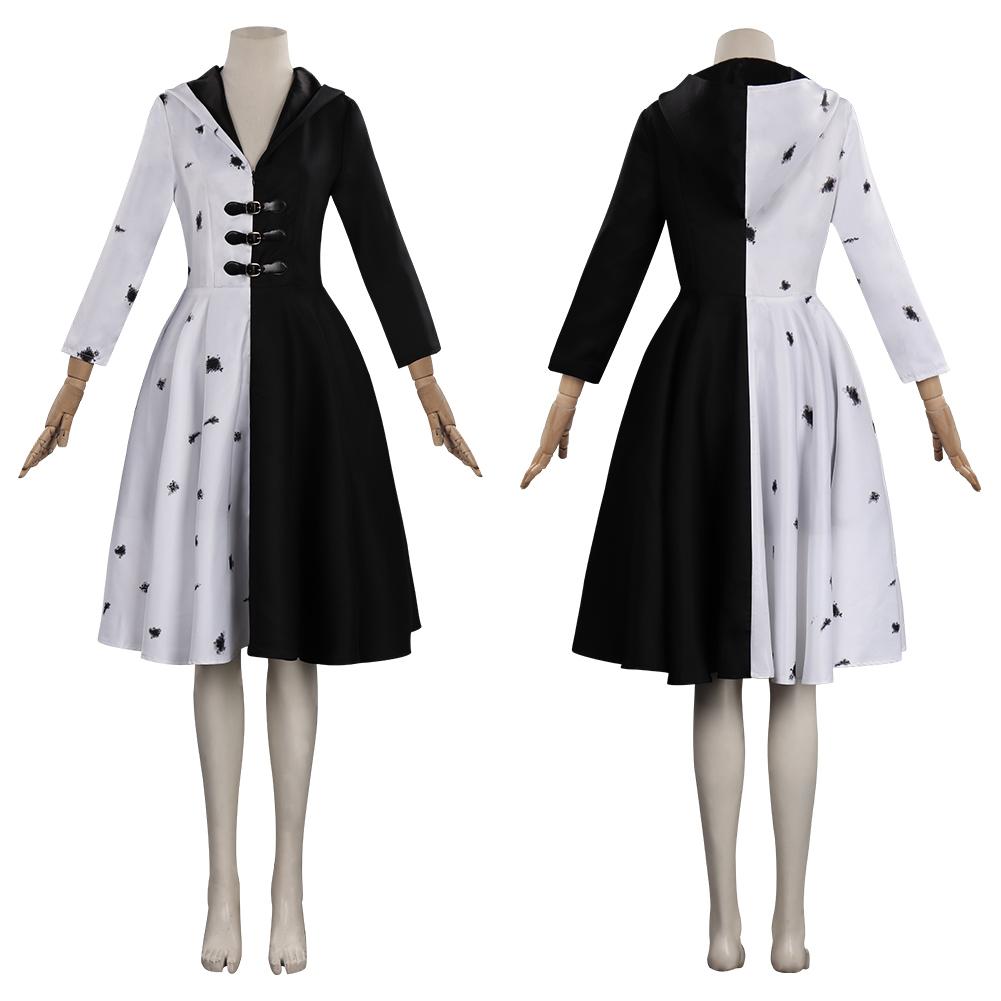 Cruella Cosplay Kostüm Outfits Halloween Karneval Kleid