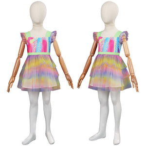 Margot Robbie Kinder 2023 Barbie gedruckt Ärmellos Kleid Cosplay Kostüm