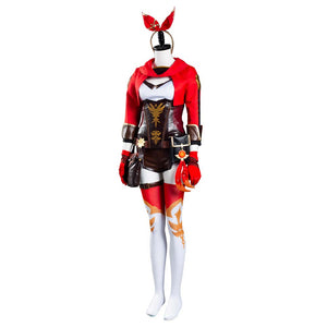 Genshin Impact Amber Cosplay Kostüm Jumpsuit Halloween Karneval Kostüm Set