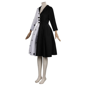 Cruella Cosplay Kostüm Outfits Halloween Karneval Kleid