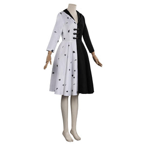 Cruella Cosplay Kostüm Outfits Halloween Karneval Kleid