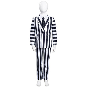 Kinder Beetlejuice Cosplay Kostüm Stripped Halloween Karneval Anzug