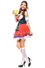 Laden Sie das Bild in den Galerie-Viewer, Damen Dirndl Trachtenkleid für Oktoberfest Karneval Kostüm Erwachsene Rot