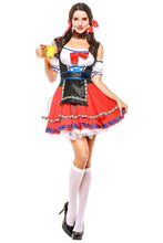 Laden Sie das Bild in den Galerie-Viewer, Damen Dirndl Trachtenkleid für Oktoberfest Karneval Kostüm Erwachsene Rot