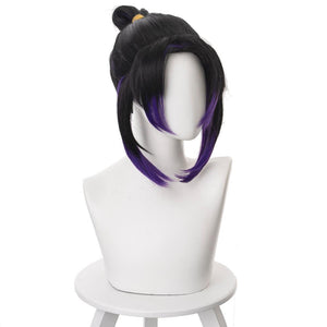 Demon Slayer Kimetsu no Yaiba Kochou Shinobu Perücke Schwarz Lila Cosplay Perücke