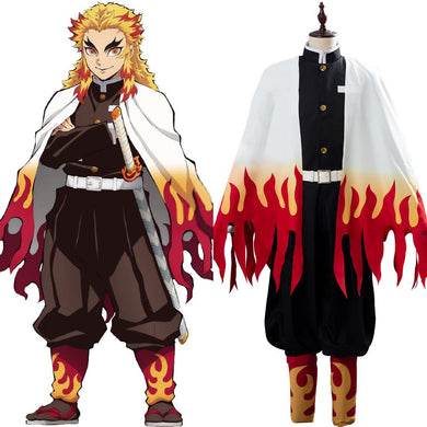 Demon Slayer Kimetsu no Yaiba Kyojuro Rengoku Kostüm Cosplay Kostüm Set