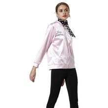 Laden Sie das Bild in den Galerie-Viewer, Grease Jacke Damen Pink Lady Jacke 50er Jahre Kostüm Rock Roll Lady mit Schal