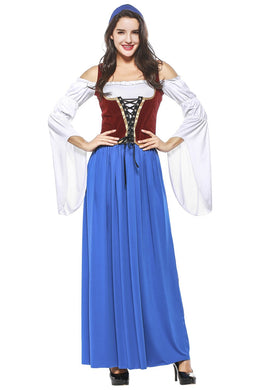 Oktoberfest Dirndl Damen Trachtenkleid mit Schürze Cosplay Kostüm 2 Version
