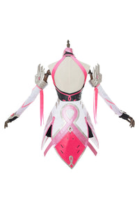Overwatch Mercy Angela Ziegler Cosplay Kostüm Rosa Kleid