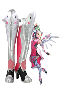 Overwatch Mercy Angela Ziegler Mercy Rosa Cosplay Schuhe Stiefel