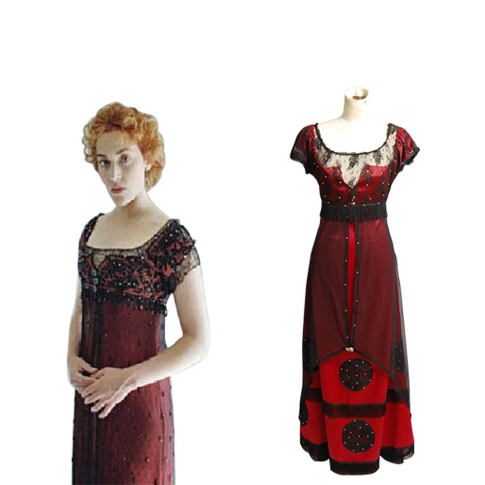 Titanic Rose Kleid Victorian Cosplay Kostüm Rot