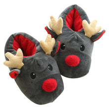 Laden Sie das Bild in den Galerie-Viewer, Weihnachten Winter Hausschuhe Memory Foam Plüsch Warm Gefüttert Pantoffel Fleece-Futter Slipper Kuschelig Indoor Deer Hirsch
