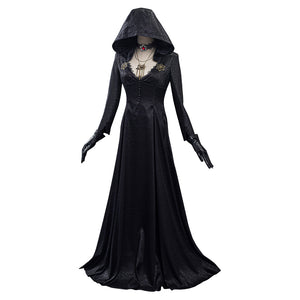 Resident Evil Village Bela Dimitrescu Schwarz Kleid Cosplay Kostüm Vampire Kleid