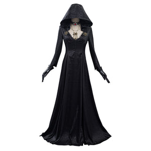 Resident Evil Village Bela Dimitrescu Schwarz Kleid Cosplay Kostüm Vampire Kleid