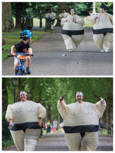 Laden Sie das Bild in den Galerie-Viewer, Fatsuit Aufblasbar Kostüm Fettkostüm Erwachsen Karneval Halloween Party Sumo Sumou Wrestler Kostüme