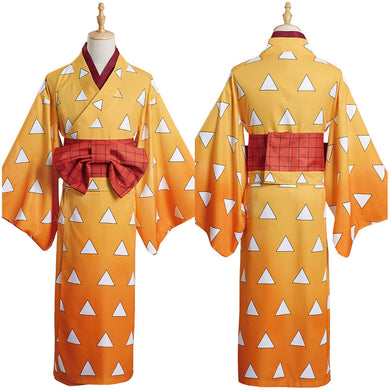 Demon Slayer Agatsuma Zenitsu Cosplay Kostüm Outfits Halloween Karneval Kimono