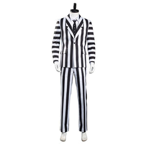 Adam Maitland Kostüm Beetlejuice Adam Cosplay Kostüm Herren Streifenanzug Halloween Karneval Kostüm