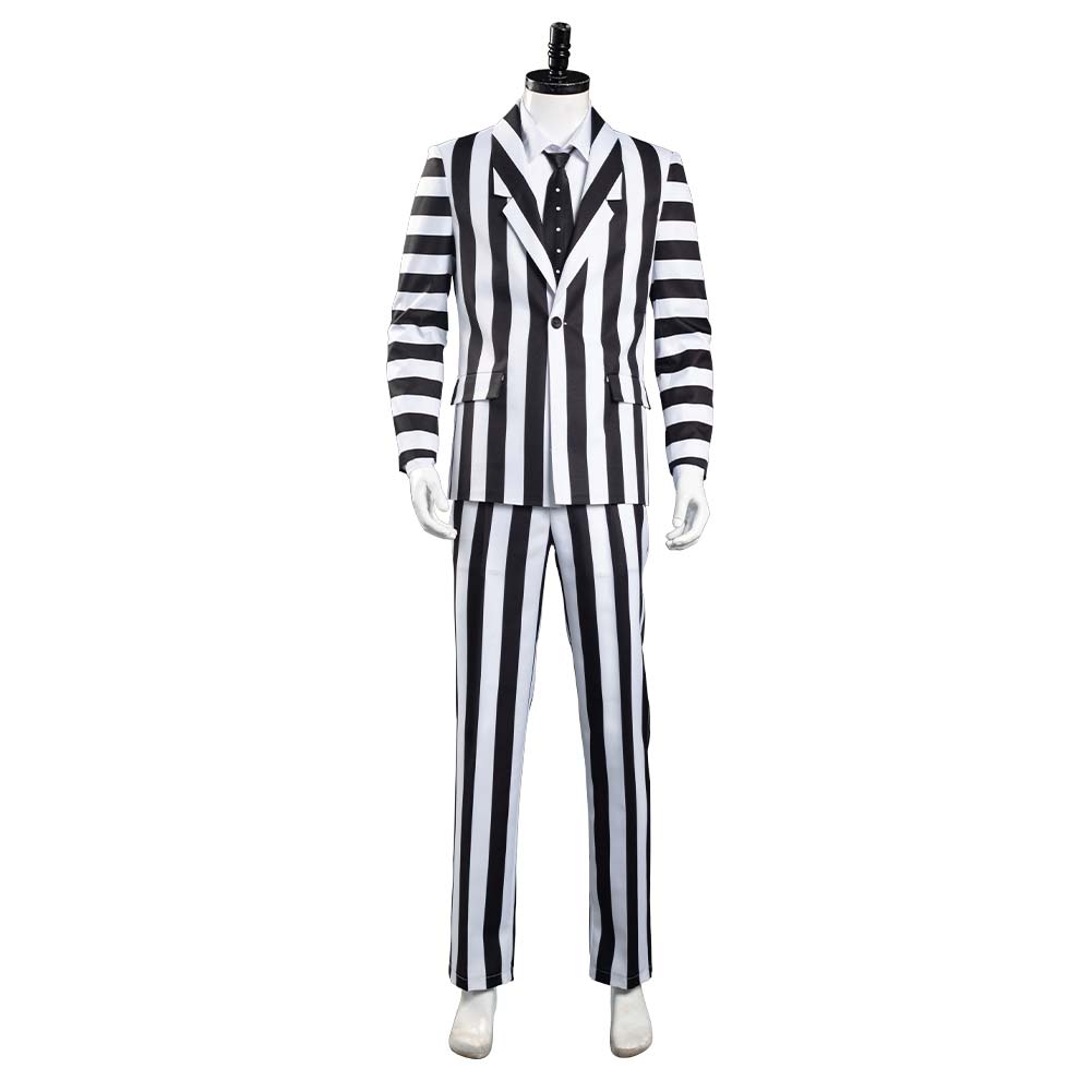 Adam Maitland Kostüm Beetlejuice Adam Cosplay Kostüm Herren Streifenanzug Halloween Karneval Kostüm