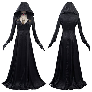 Resident Evil Village Bela Dimitrescu Schwarz Kleid Cosplay Kostüm Vampire Kleid